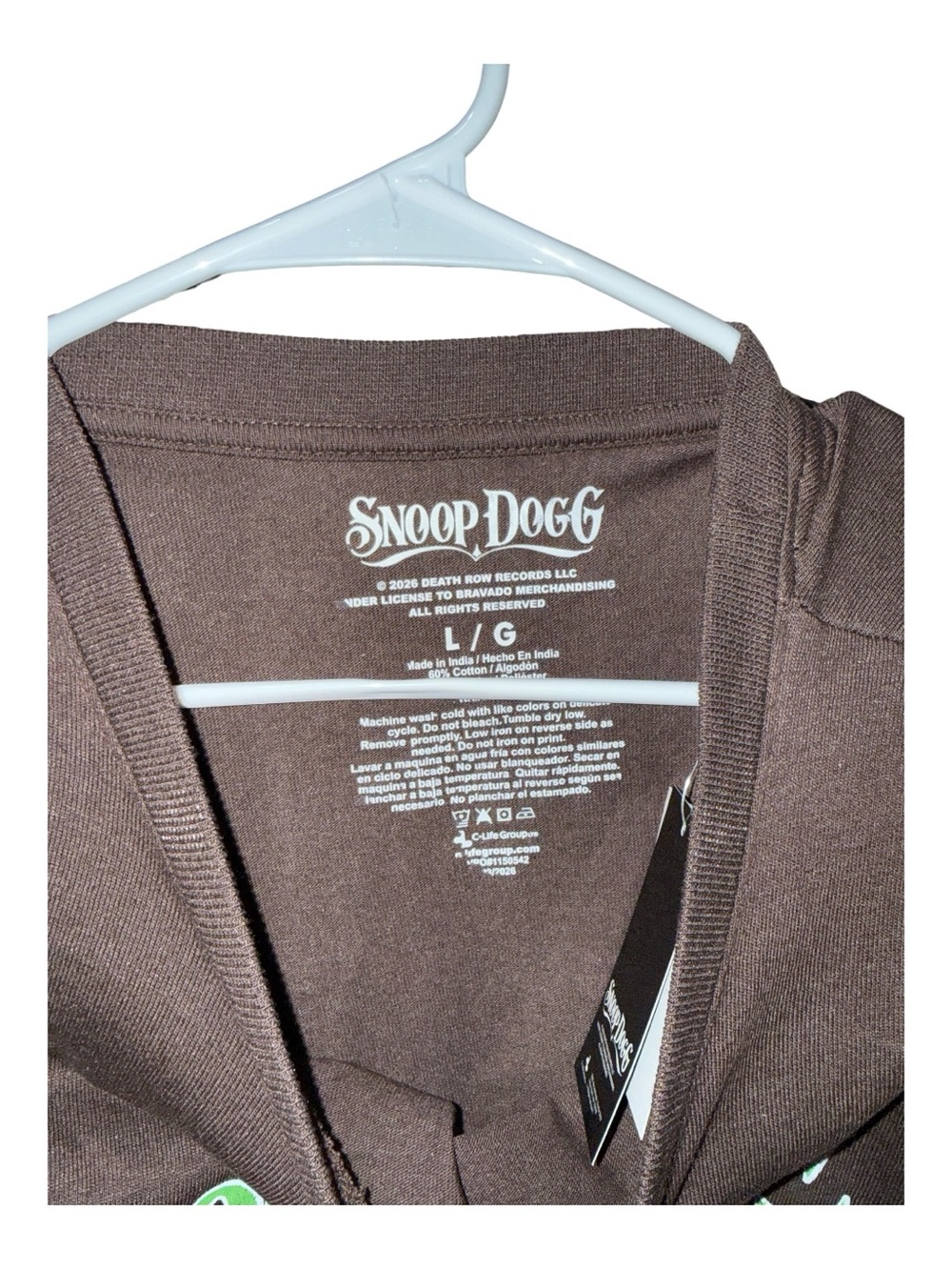 Death Row Records Snoop Dogg Brown Retro Palm Print Graphic Tee, Size LG, NWT - Picture 3 of 3